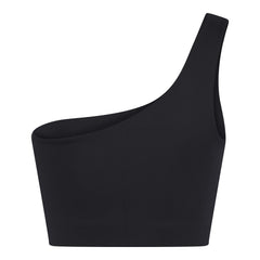 Girlfriend Collective Bianca One Shoulder Bra - Made from Recycled Plastic Bottles Black Underwear