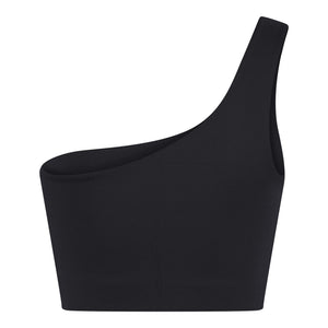 Girlfriend Collective Bianca One Shoulder Bra - Made from Recycled Plastic Bottles Black