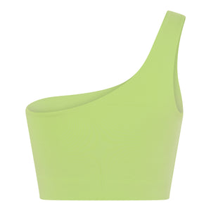 Girlfriend Collective Bianca One Shoulder Bra - Made from Recycled Plastic Bottles Key Lime