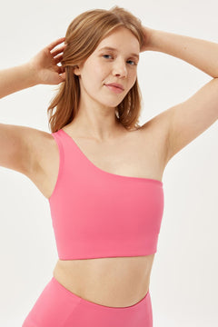 Girlfriend Collective Bianca One Shoulder Bra - Made from Recycled Plastic Bottles Camellia Underwear