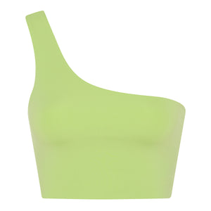 Girlfriend Collective Bianca One Shoulder Bra - Made from Recycled Plastic Bottles Key Lime