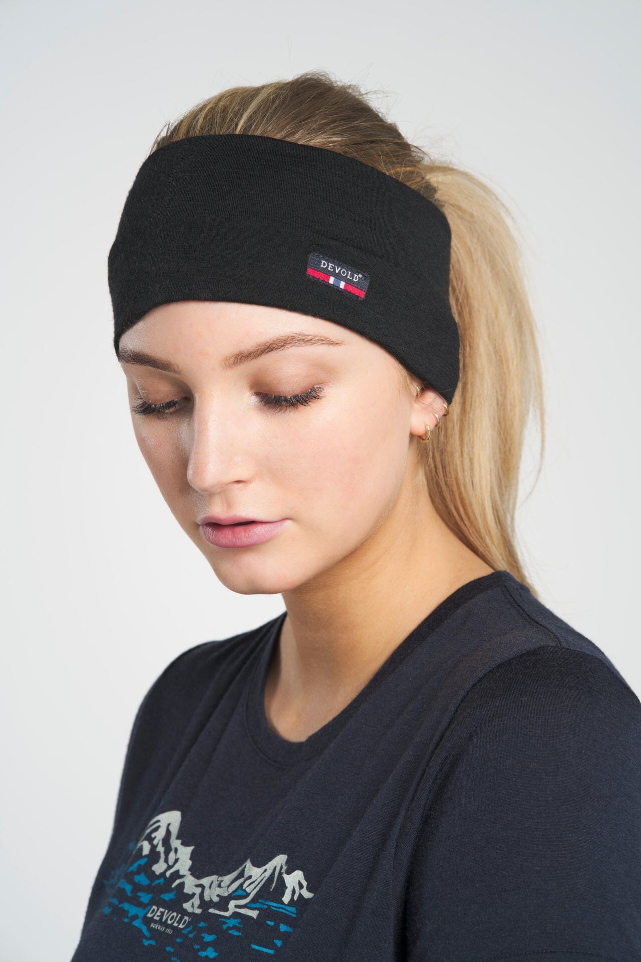 Devold Breeze Headband - 100% Merino Wool Ink Headwear