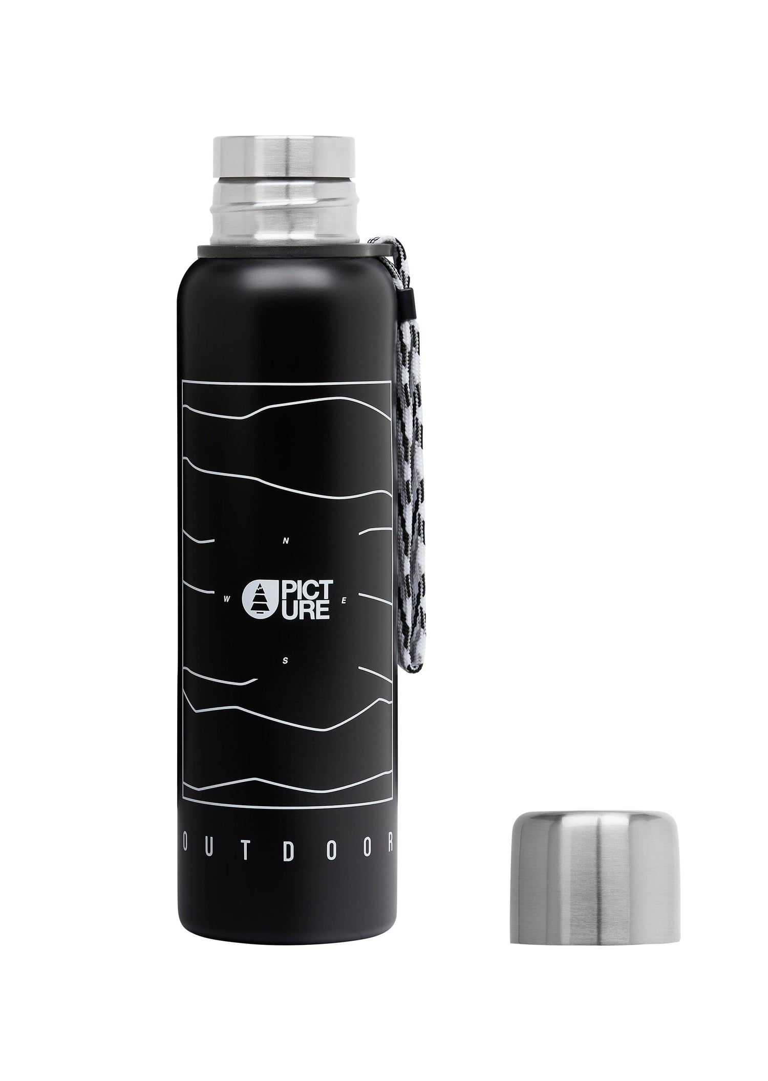 Picture Organic Campoi Vacuum Thermos Bottle - BPA free Stainless Steel Black Outdoor Cutlery