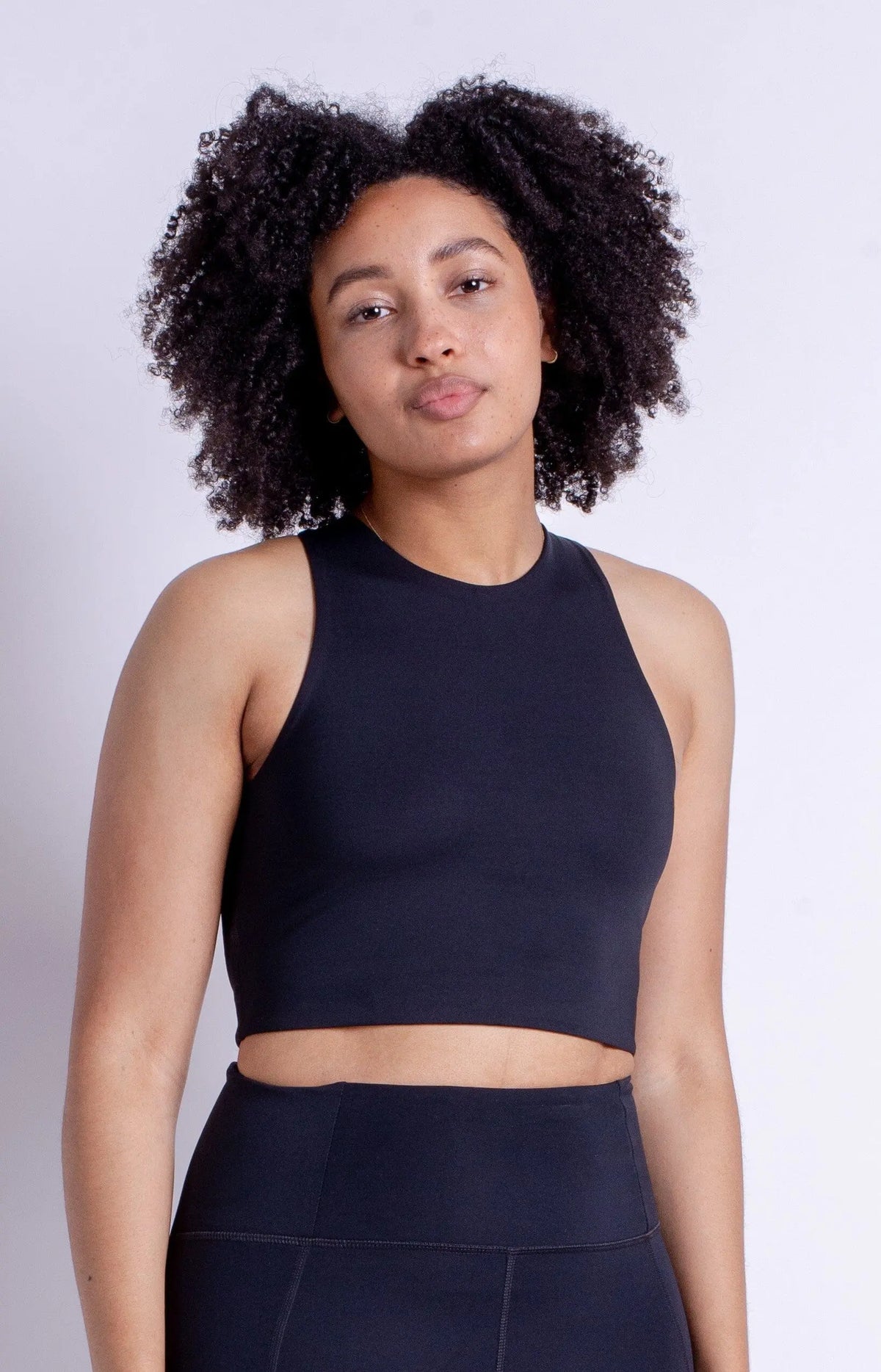 Girlfriend Collective Dylan Crop Tank Bra - Made from Recycled Plastic Bottles Black Underwear