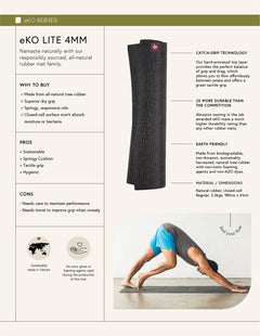 Manduka eKO® Lite Yoga Mat 4mm - 180cm - From Tree Rubber Atoll Marble Yoga equipment