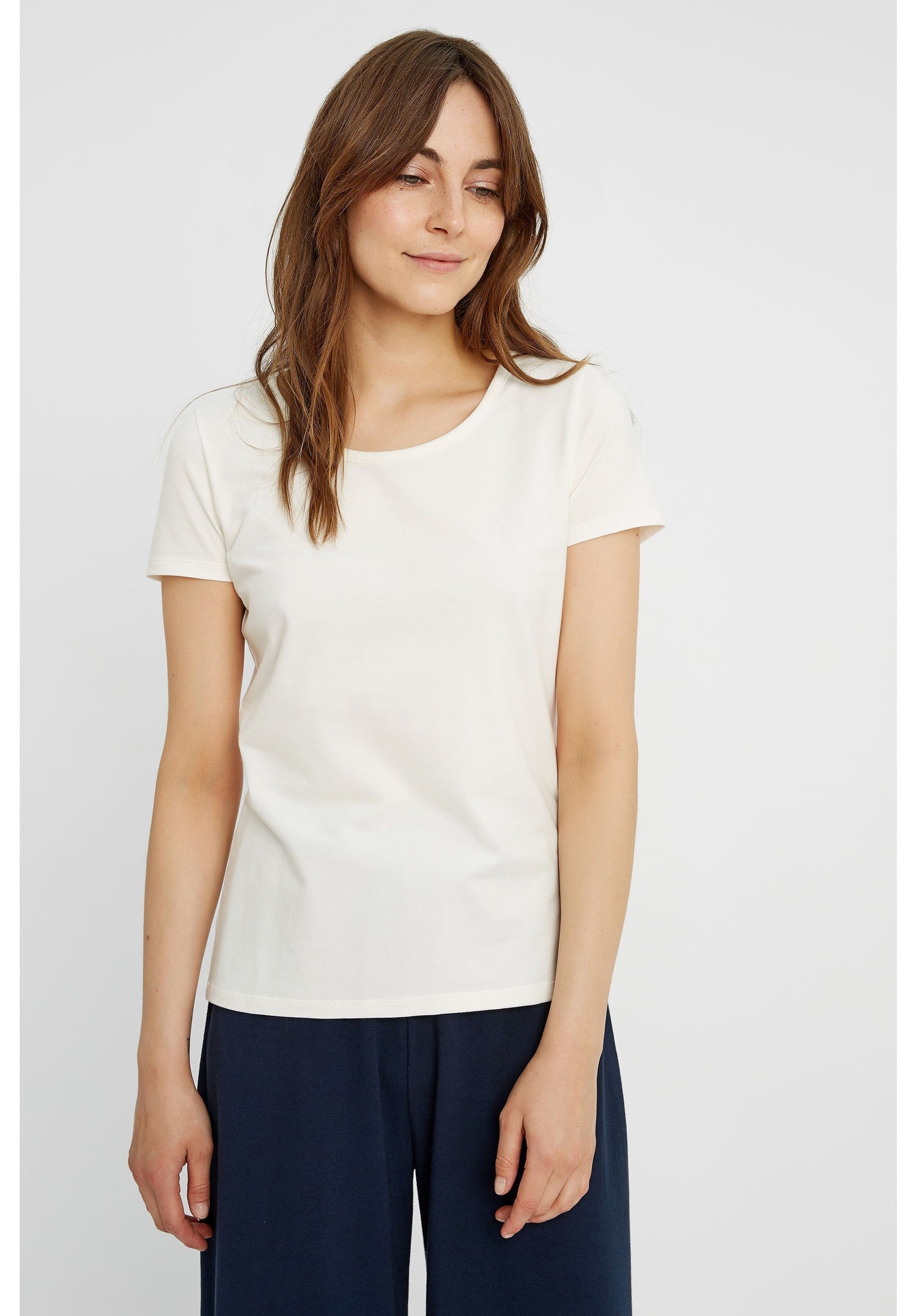 People Tree W's Gaia Tee - Organic Cotton White Shirt