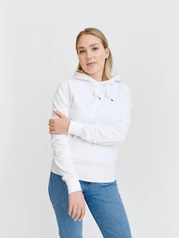 Pure Waste Hoodie Raglan - Unisex - Recycled Cotton & Recycled Polyester White Shirt