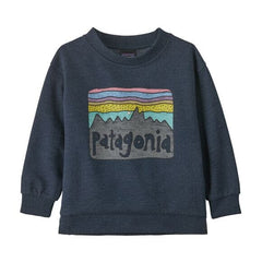 Patagonia K's LW Crew Sweatshirt - Organic cotton & polyester fleece Fitz Roy Skies: New Navy Shirt