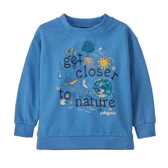 Patagonia K's LW Crew Sweatshirt - Organic cotton & polyester fleece Grow Closer: Blue Bird Shirt