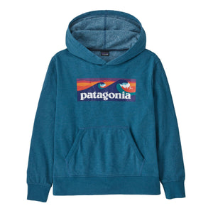 Patagonia K's LW Graphic Hoody Sweatshirt - Organic Cotton & Polyester Boardshort Logo: Wavy Blue