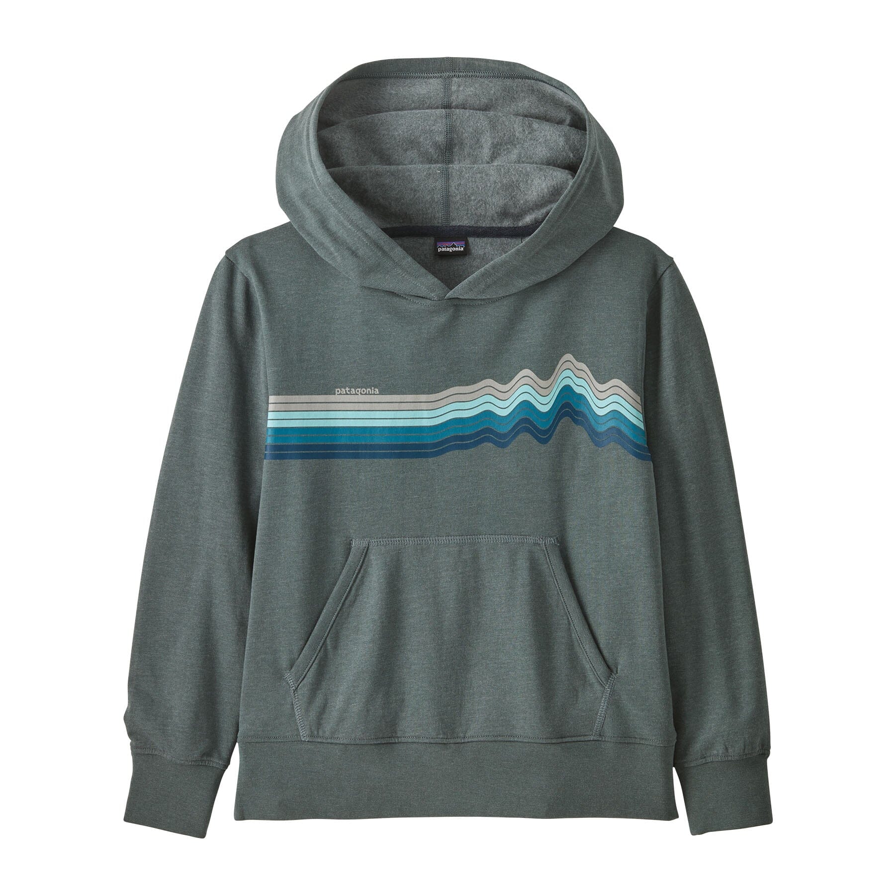 Patagonia K's LW Graphic Hoody Sweatshirt - Organic Cotton & Polyester Ridge Rise Stripe: Nouveau Green M