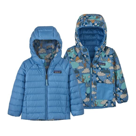 Patagonia K's Reversible Down Sweater Hoody - Recycled nylon & recycled down Andean Song: Blue Bird Jacket