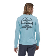 Patagonia M's Long-Sleeved Capilene® Cool Daily Graphic Shirt - Recycled Polyester How to Save: Fin Blue X-Dye Shirt