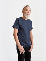 Pure Waste Unisex Crewneck T-Shirt - Recycled Cotton & Recycled Polyester Navy Melange Shirt
