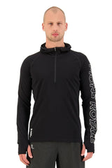 Mons Royale Men's Temple Tech Hood - Merino wool Black Shirt