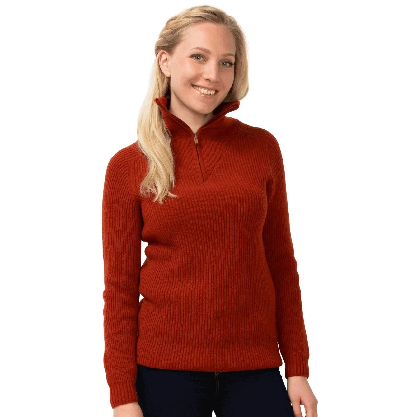 North Outdoor W's Metso Sweater - 100 % Merino Wool - Made in Finland Rust Shirt