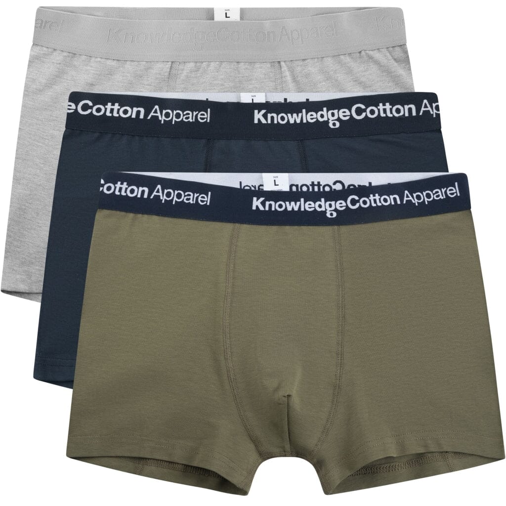 KnowledgeCotton Apparel M's 3-pack underwear - Organic Cotton Dark Olive Underwear