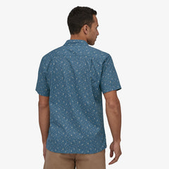 Patagonia M's Back Step Shirt - Hemp and Cotton Swamp Stamp Multi: Pigeon Blue Shirt