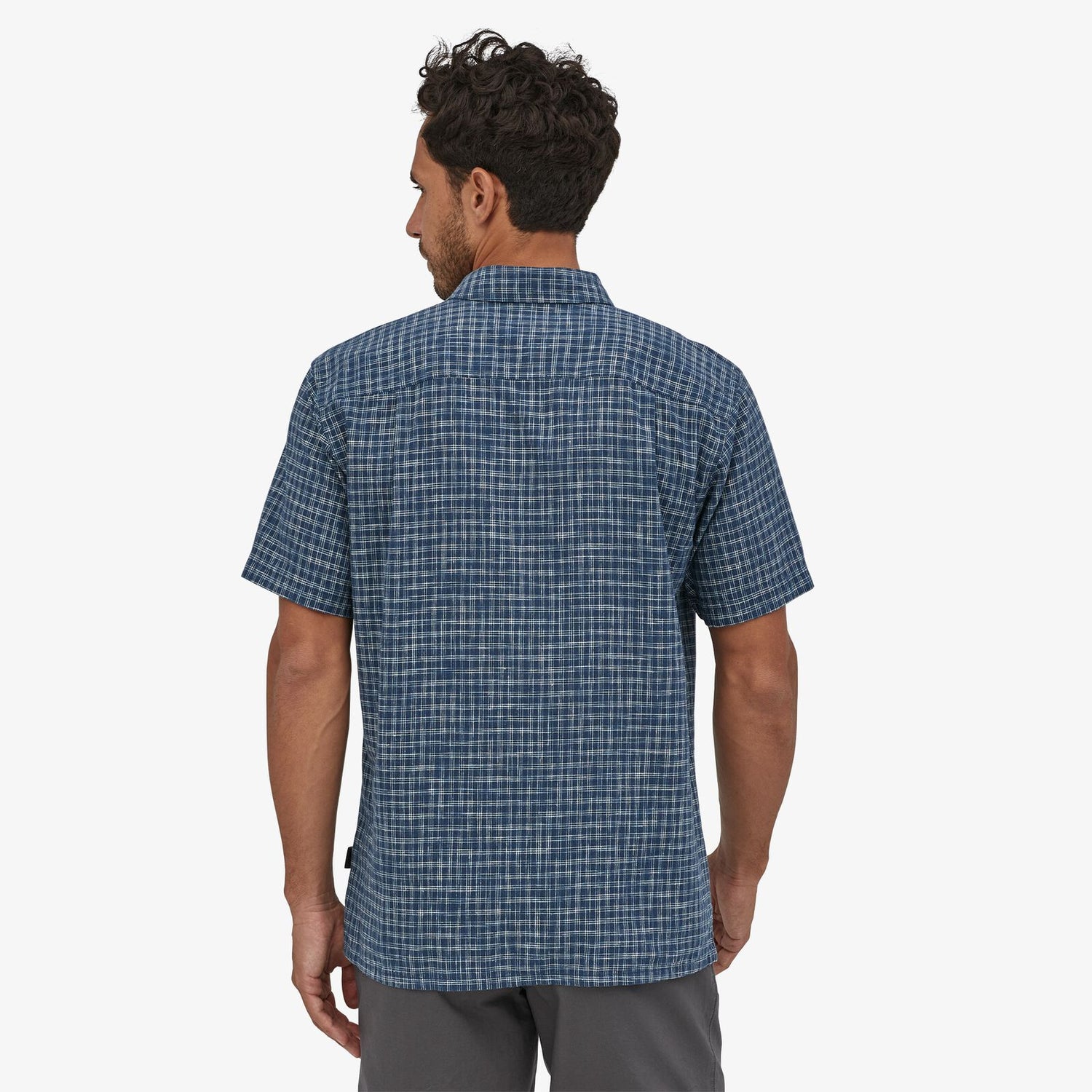 Patagonia M's Back Step Shirt - Hemp and Cotton Ikat Net: Stone Blue Shirt