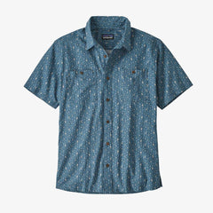 Patagonia M's Back Step Shirt - Hemp and Cotton Swamp Stamp Multi: Pigeon Blue Shirt