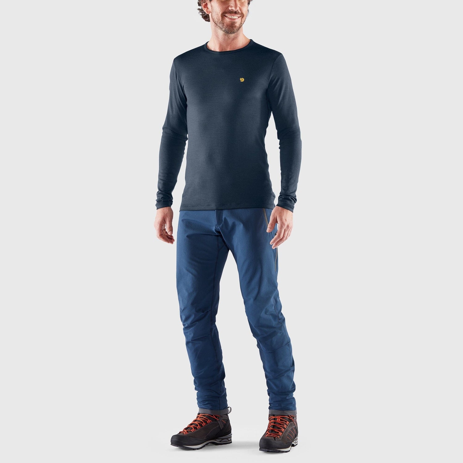 Fjällräven M's Bergtagen Thinwool LS - 100% Merino Wool Mountain Blue Shirt