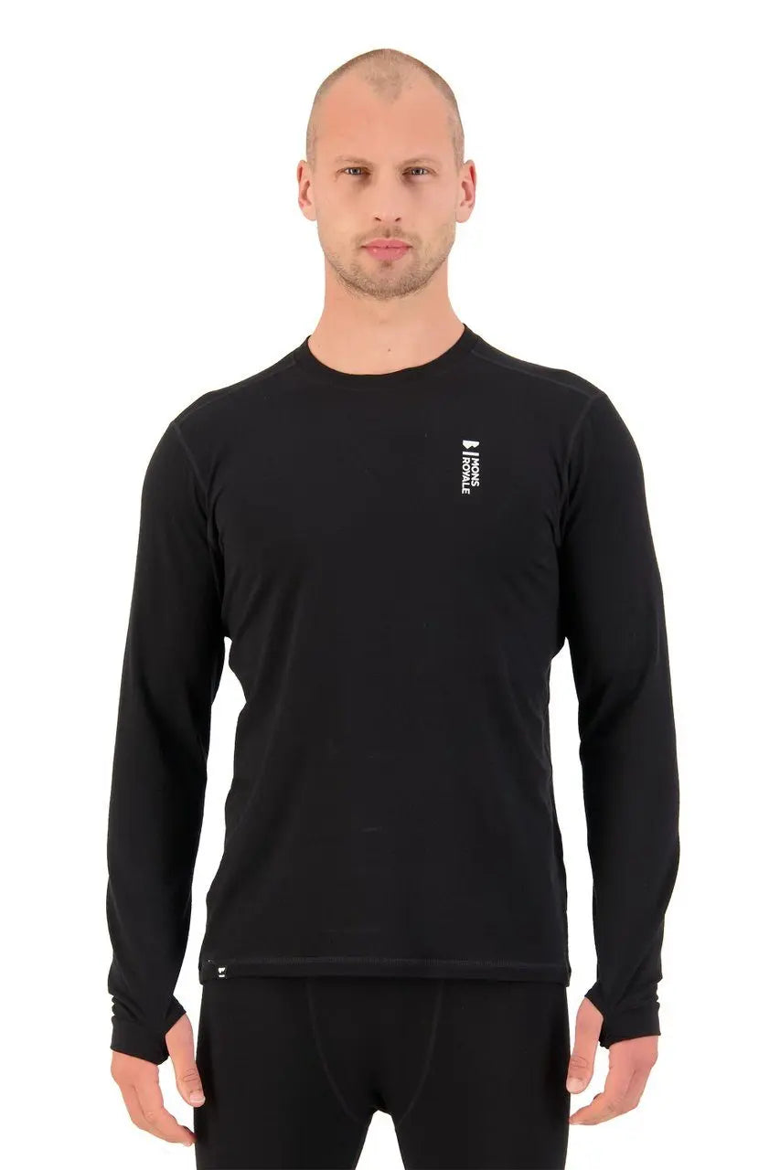 Mons Royale M's Cascade Merino Flex 200 LS - Merino wool Black Shirt