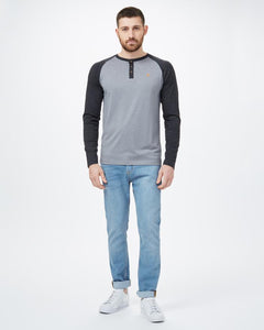 Tentree M's Classic Henley Longsleeve - Organic Cotton, Tencel and Recycled Polyester Grey Heather Meteorite Black Heather Shirt