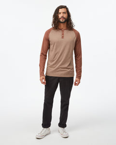 Tentree M's Classic Henley Longsleeve - Organic Cotton, Tencel and Recycled Polyester Pine Bark Heather Sepia Heather Shirt