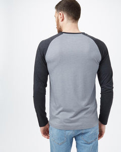 Tentree M's Classic Henley Longsleeve - Organic Cotton, Tencel and Recycled Polyester Grey Heather Meteorite Black Heather Shirt