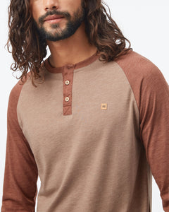 Tentree M's Classic Henley Longsleeve - Organic Cotton, Tencel and Recycled Polyester Pine Bark Heather Sepia Heather Shirt