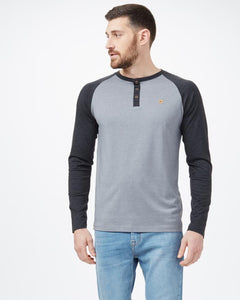 Tentree M's Classic Henley Longsleeve - Organic Cotton, Tencel and Recycled Polyester Grey Heather Meteorite Black Heather Shirt