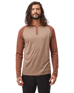 Tentree M's Classic Henley Longsleeve - Organic Cotton, Tencel and Recycled Polyester Pine Bark Heather Sepia Heather Shirt