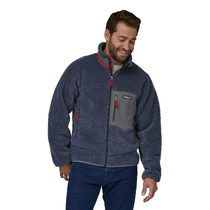 Patagonia M's Classic Retro-X Fleece Jacket - Recycled Polyester New Navy w Wax Red Jacket