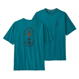 Patagonia M's Clean Climb Trade Tee - Recycled cotton & Postconsumer recycled polyester Clean Climb Bloom: Belay Blue