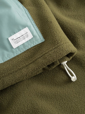 KnowledgeCotton Apparel M's Fleece Anorak - 100% Recycled PET Dark Olive