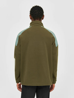 KnowledgeCotton Apparel M's Fleece Anorak - 100% Recycled PET Dark Olive