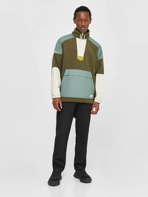 KnowledgeCotton Apparel M's Fleece Anorak - 100% Recycled PET Dark Olive
