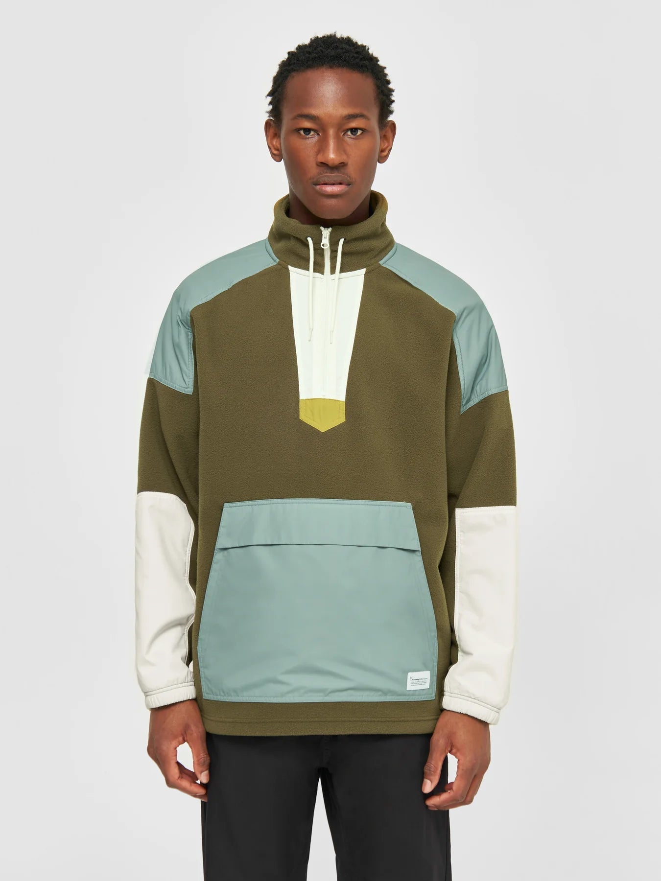 KnowledgeCotton Apparel - M's Fleece Anorak - 100% Recycled PET - Weekendbee - sustainable sportswear