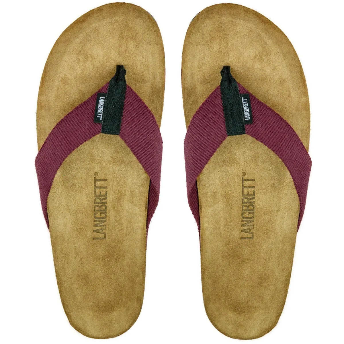 GUR - Unisex Ecological Sandals - Cork-latex & Leather Shoes Langbrett Bordeaux 36