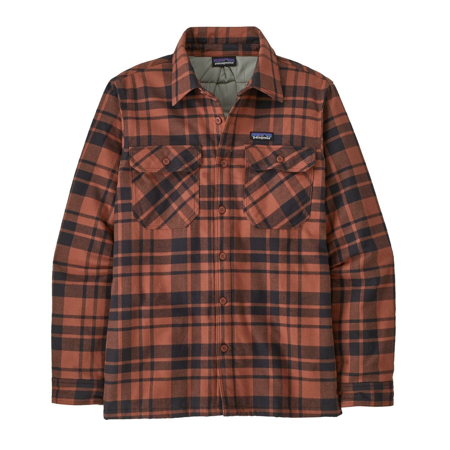 Patagonia M's Insulated Fjord Flannel Jacket - Organic Cotton & Recycled Polyester Ice Caps: Burl Red Shirt