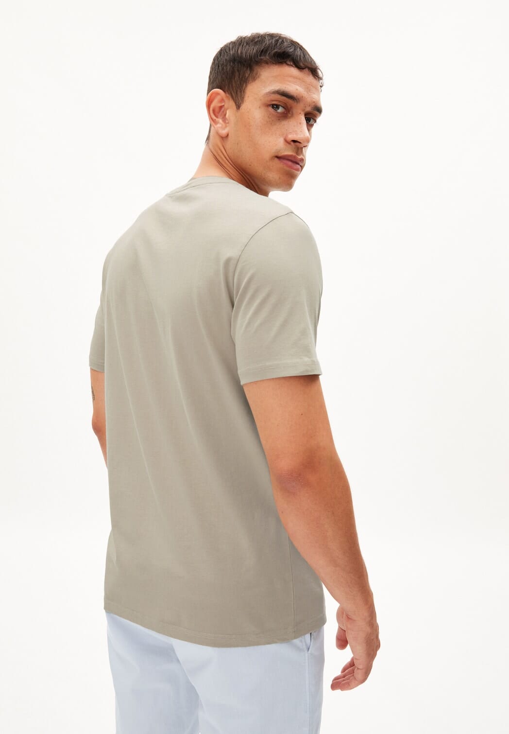 Armedangels M's Jaames Upside Down T-shirt - 100% Organic Cotton Sand stone Shirt