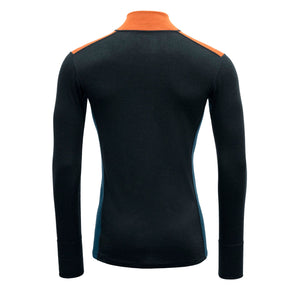 Devold M's Lauparen Zip Neck - 100% Merino Wool Flame/Ink/Flood