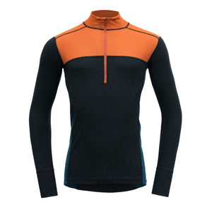Devold M's Lauparen Zip Neck - 100% Merino Wool Flame/Ink/Flood