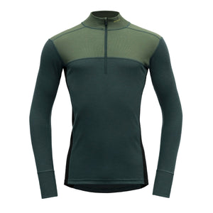 Devold M's Lauparen Zip Neck - 100% Merino Wool Forest/Woods/Black