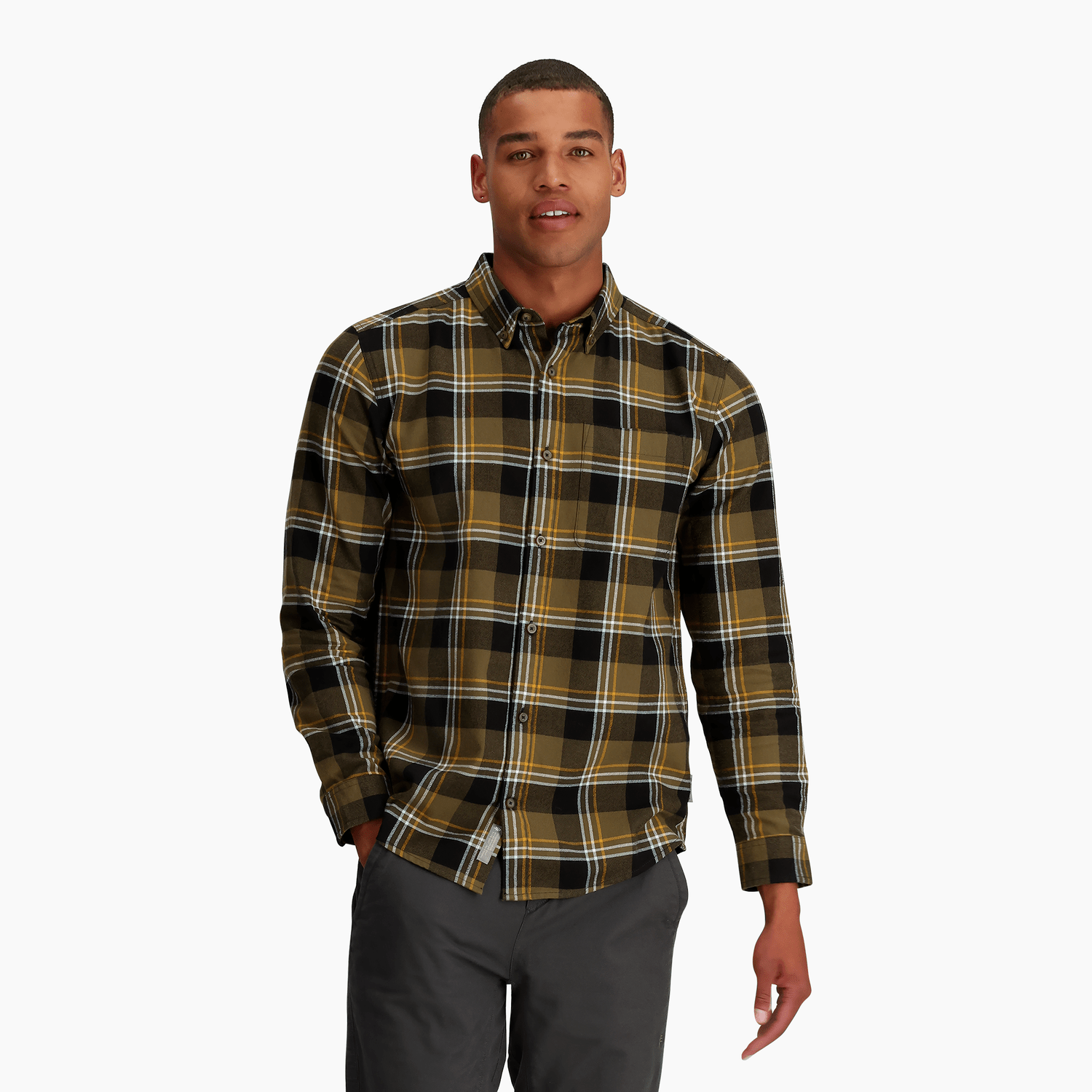 Royal Robbins M's Lieback Organic Cotton Flannel L/S - 100% Organic cotton Dark Olive Timbercove Pld Shirt