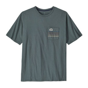 Patagonia M's Line Logo Ridge Stripe Pocket T-Shirt - 100% Organic cotton Nouveau Green