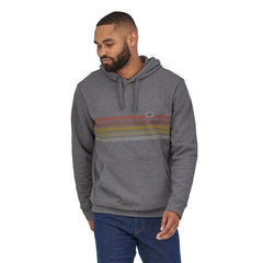 Patagonia Unisex Line Logo Ridge Stripe Uprisal Hoody - Recycled Polyester & Recycled Cotton Gravel Heather Shirt