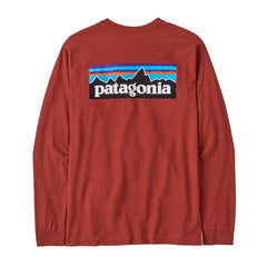 Patagonia M's Long-Sleeved P-6 Logo Responsibili-Tee® - Recycled Polyester Burl Red Shirt