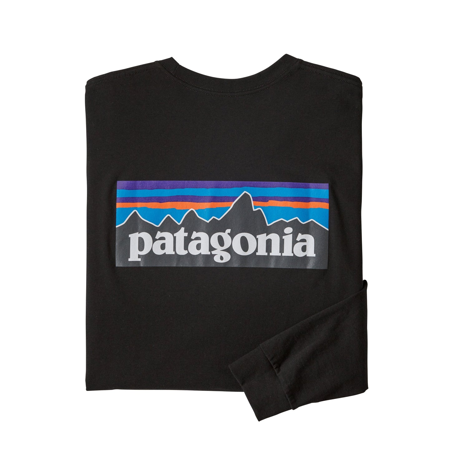 Patagonia M's Long-Sleeved P-6 Logo Responsibili-Tee® - Recycled Polyester Black Shirt