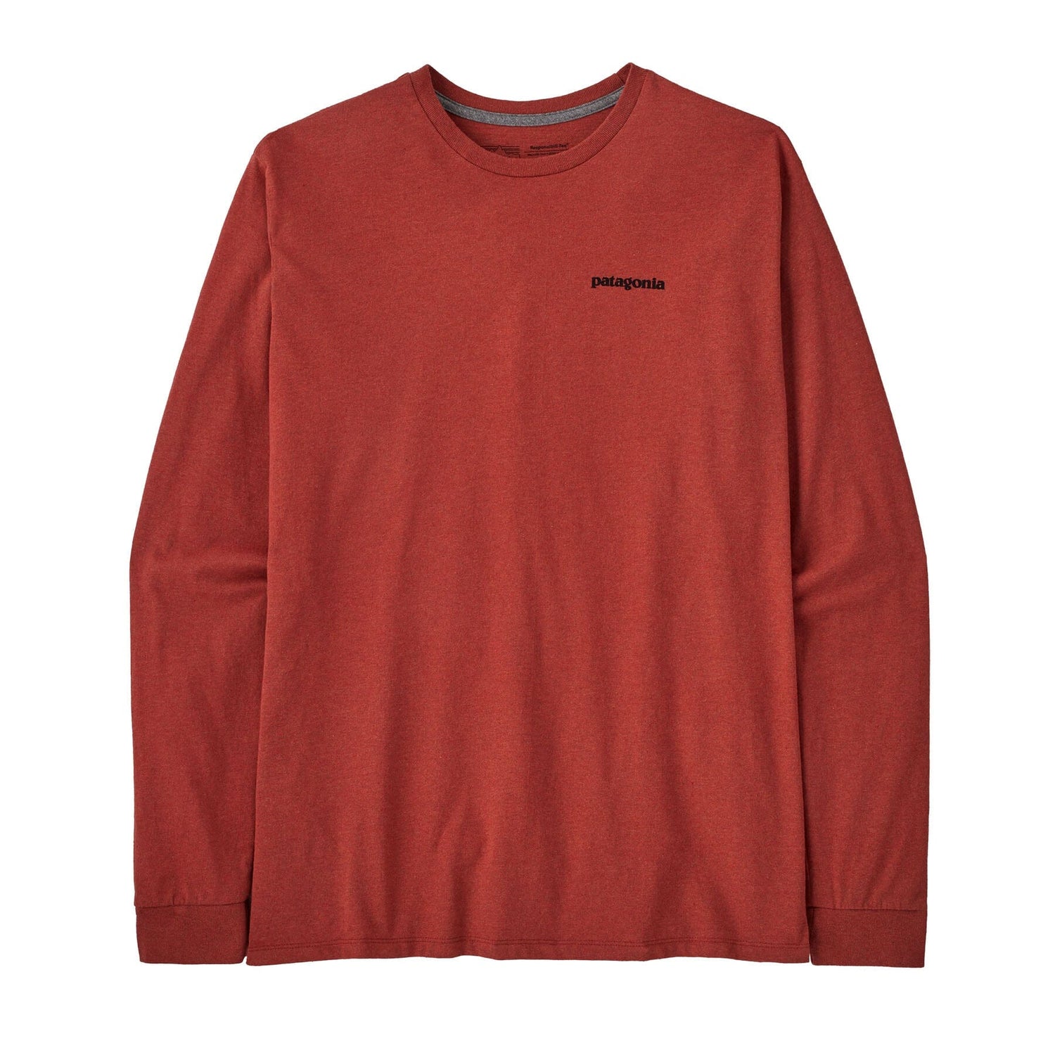Patagonia M's Long-Sleeved P-6 Logo Responsibili-Tee® - Recycled Polyester Burl Red Shirt